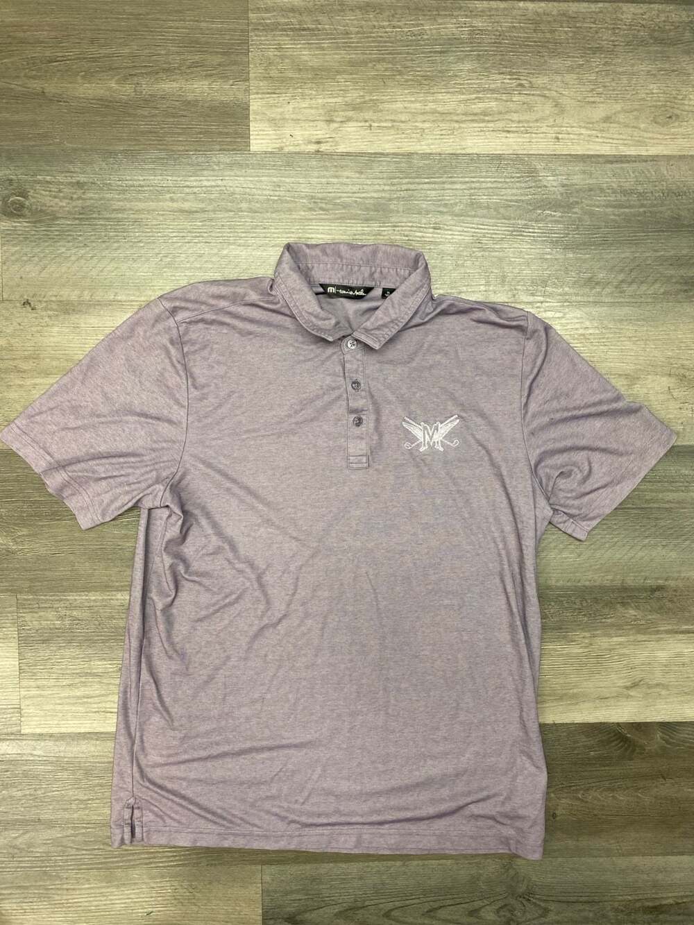 TravisMathew Mens XL Purple Heather Short Sleeve Polo Shirt with Embroidered Log